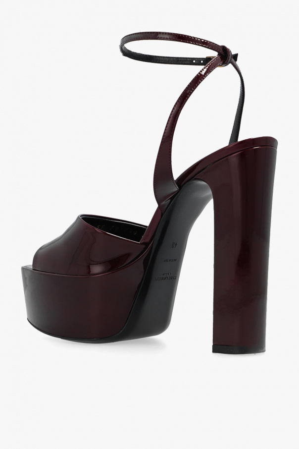 VIP【関税送料無料】希少 SAINT LAURENT SANDALS New GIPPY YSL Saint Laurent Black Patent Leather Strappy
